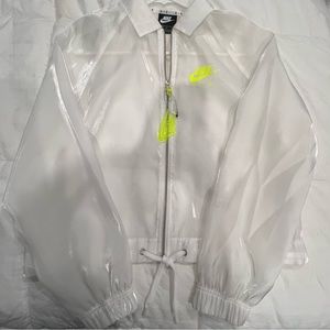 Nike Jacket - shimmer white with lime green logo